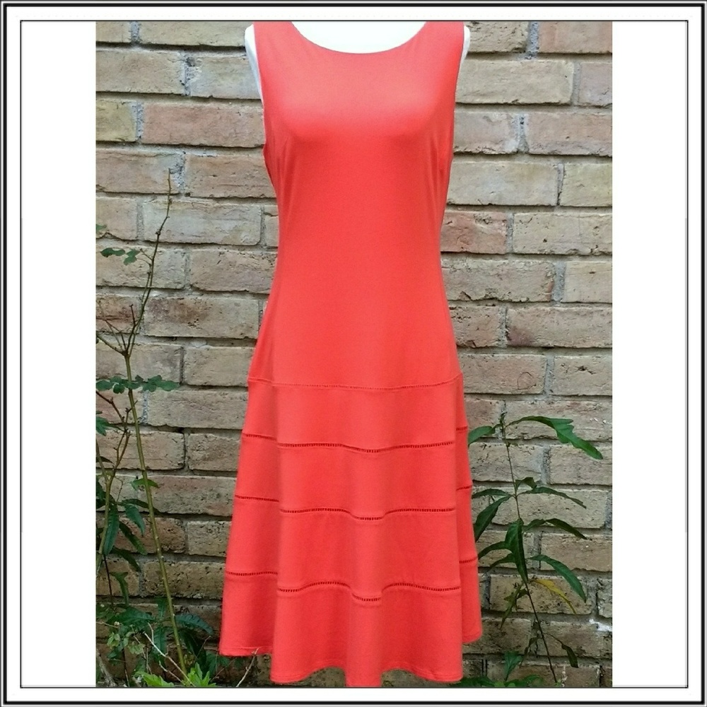 Ann Taylor Sleeveless Knit Orange Dress